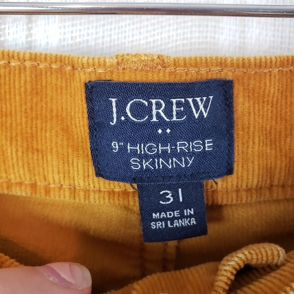 J. Crew 9" High Rise Skinny‎ Corduroy Pants Orange Size 31 - Picture 6 of 10